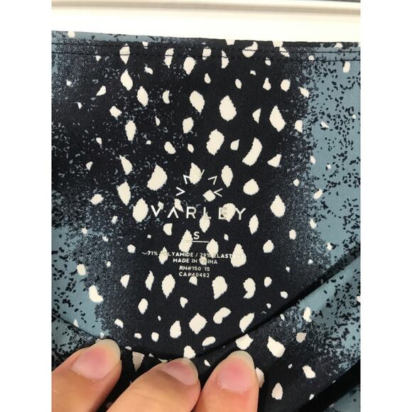 Varley Blue White Pattern Legging Womens Small Active Gym Girl Travel Easy - Picture 6 of 8